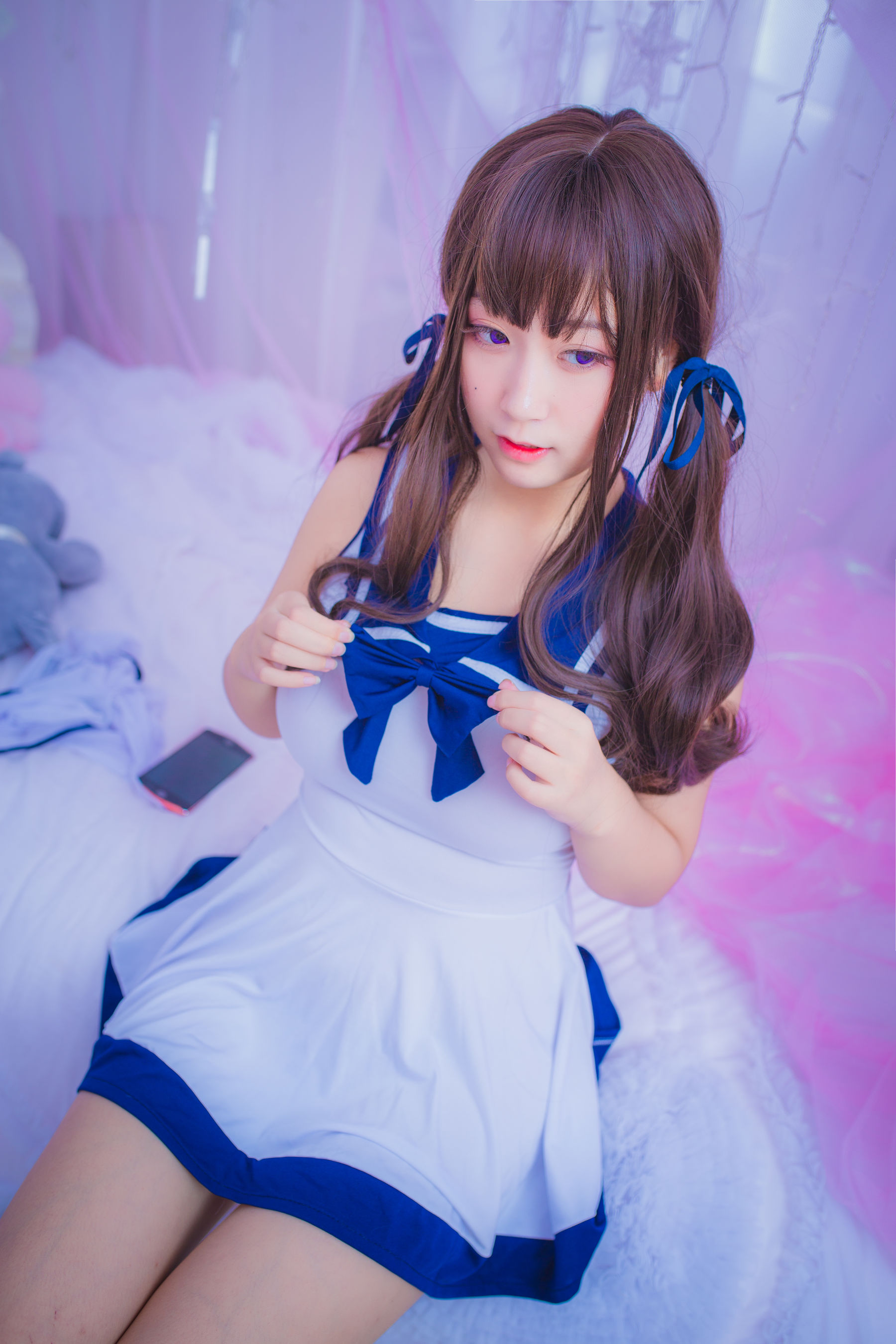 巨乳猫九酱Sakura – 连衣水手服 [11P] 插图1