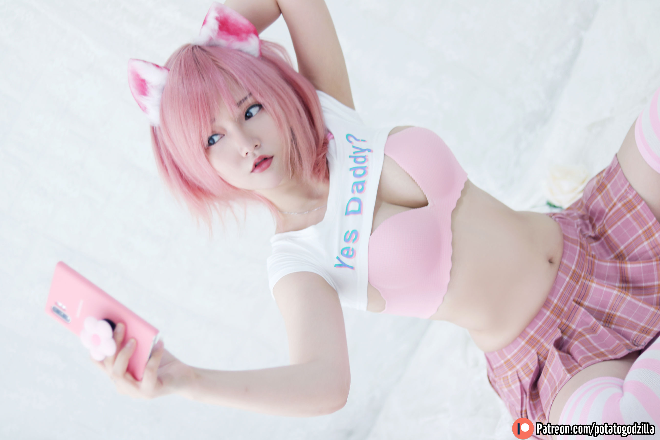 Coser小姐姐Potato Godzilla – Pink Casual [36P] 插图1