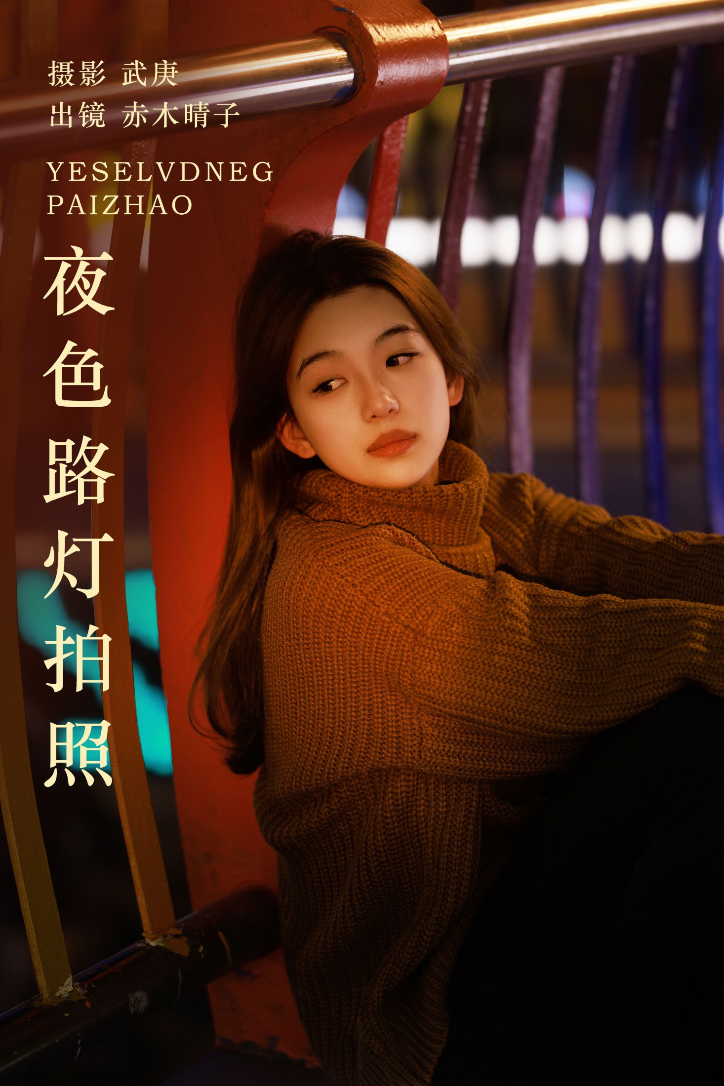 赤木晴子 – 《夜色路灯拍照》[22P] 插图1