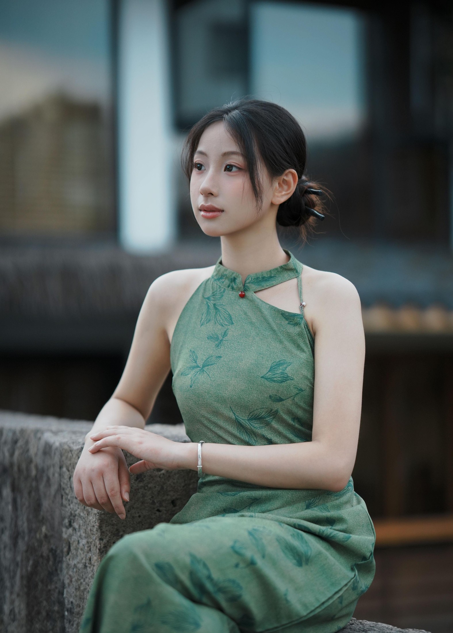 小u – 《绿色江南旗袍》[17P] 插图1